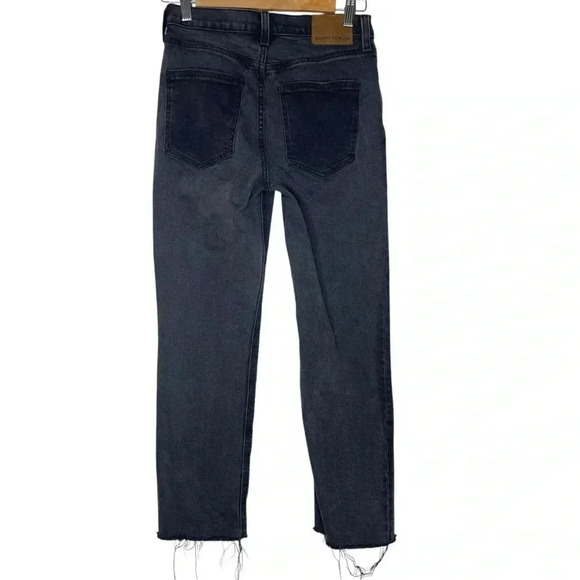 Denim Forum The Arlo High Rise Straight Black  Denim Button Fly Jeans Size 26 - Picture 6 of 9